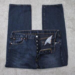 Levi 501 Jeans Men 40x29 Blue Button Fly 100% Cotton 5-Pocket Straight Leg Denim